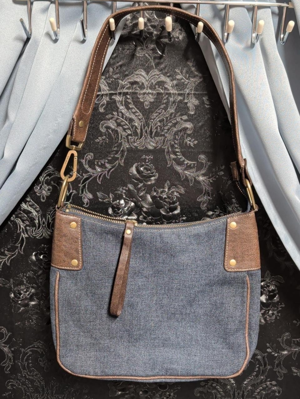 Vintage Nine West Y2K Denim Hobo Shoulder Bag